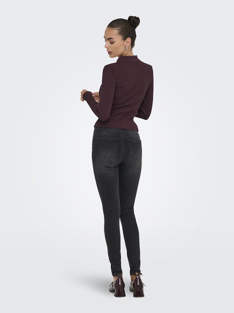Onlelisa L/s Rib Polo Rp Knt - Bordeaux