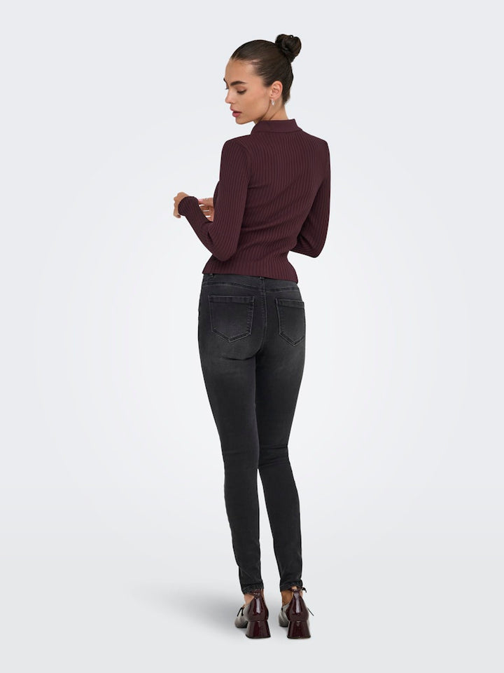 Onlelisa L/s Rib Polo Rp Knt - Bordeaux