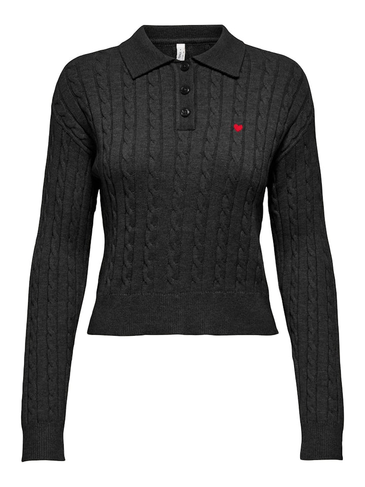 Onlkatia Ls Cable Polo Cc Knt - Zwart