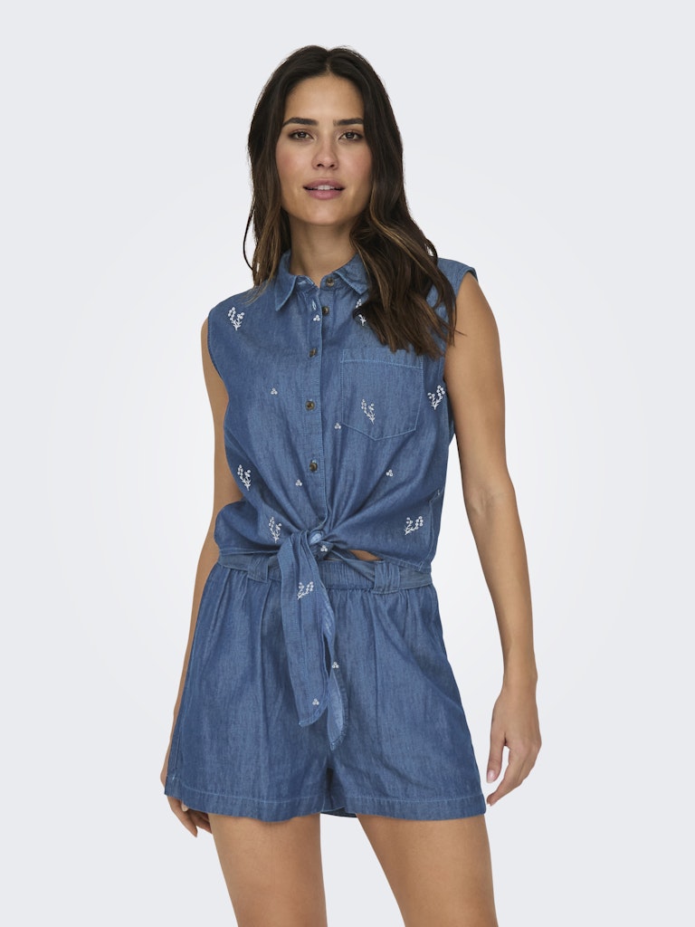 Jdykai Sl Shirt Wvn Dia - Blue Denim