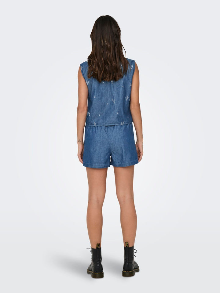Jdykai Sl Shirt Wvn Dia - Blue Denim