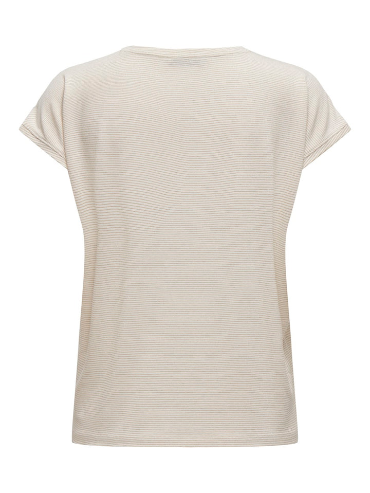 Onlclaudia S/s Glitter Stripe Top J - Zand
