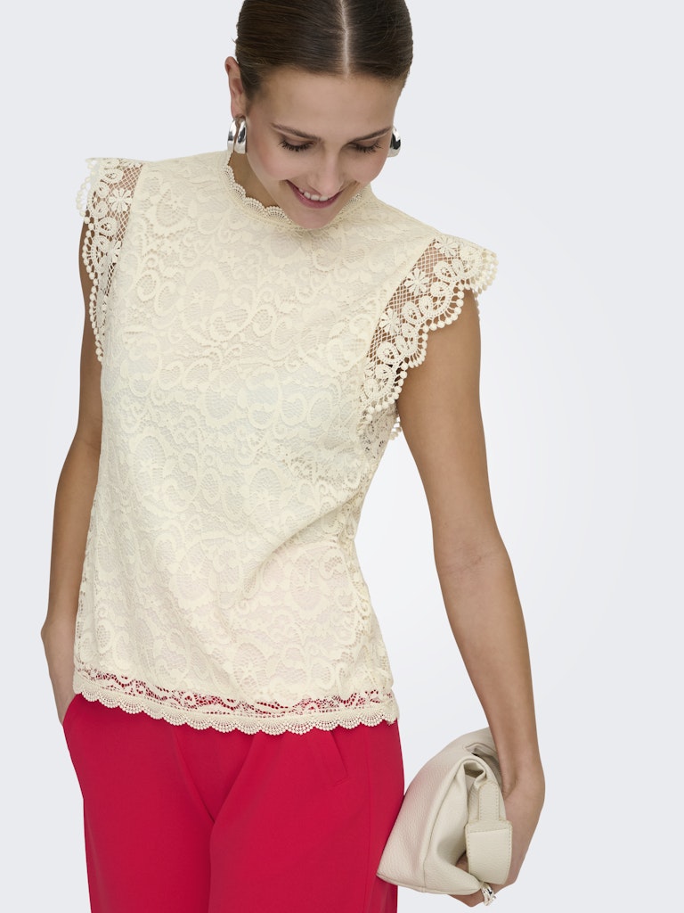 Jdylotas S/l Lace Top Jrs - Wit Dessin