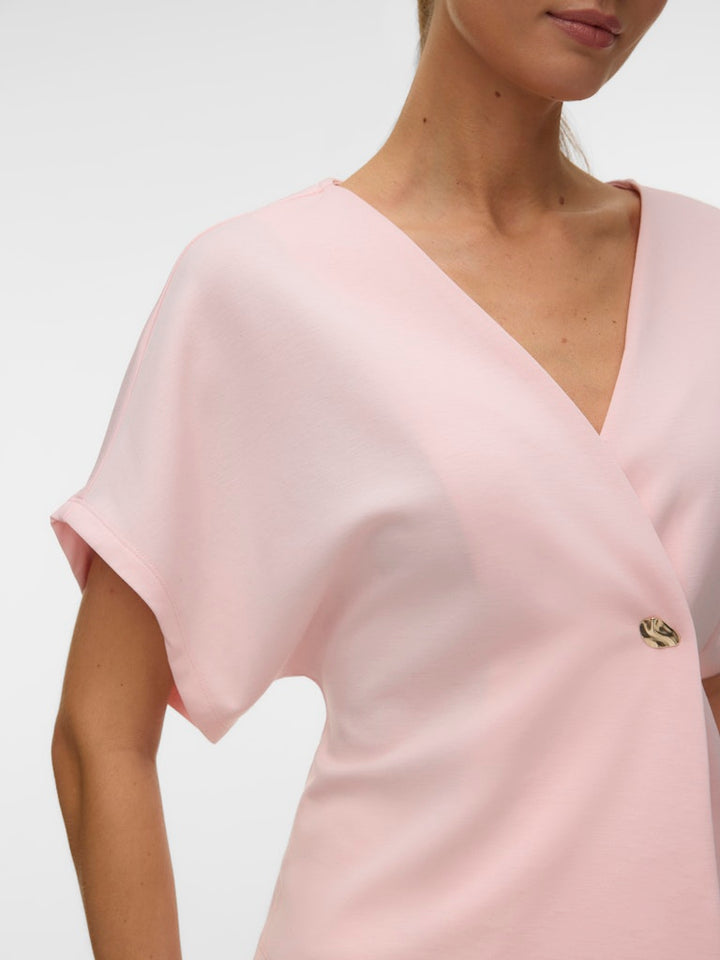 Vmsmilla Sonja Ss V-neck Top Exp - Licht Roze