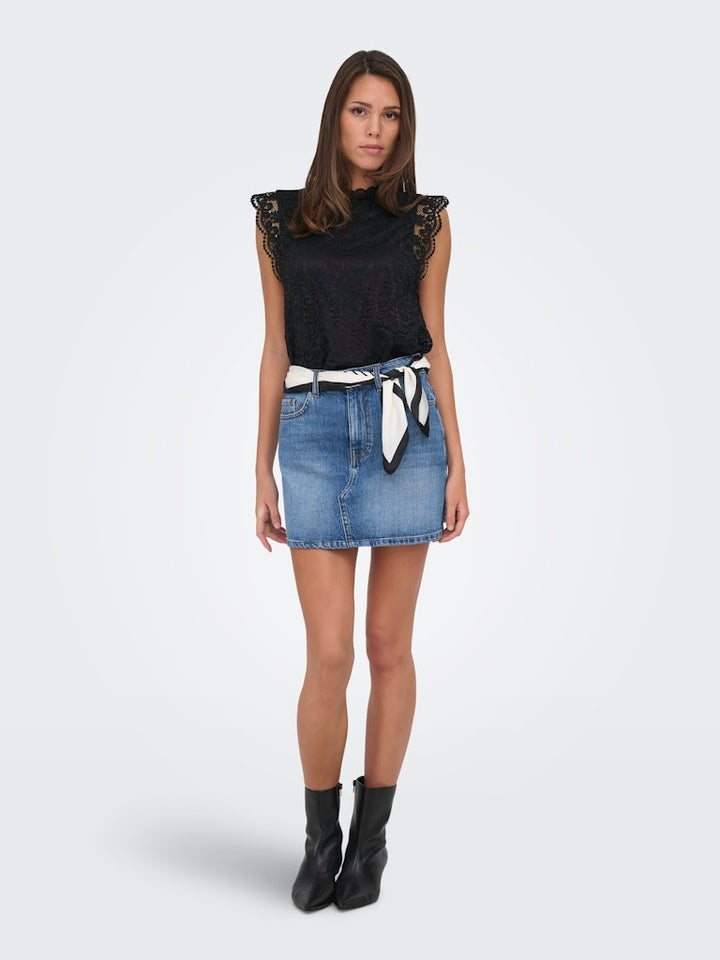 Jdylotas S/l Lace Top Jrs - Zwart Dessin