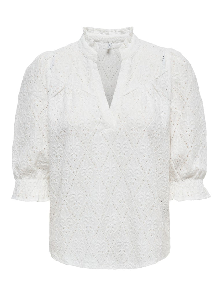Onlziggy S/s Frill Top Cc Jrs - Wit