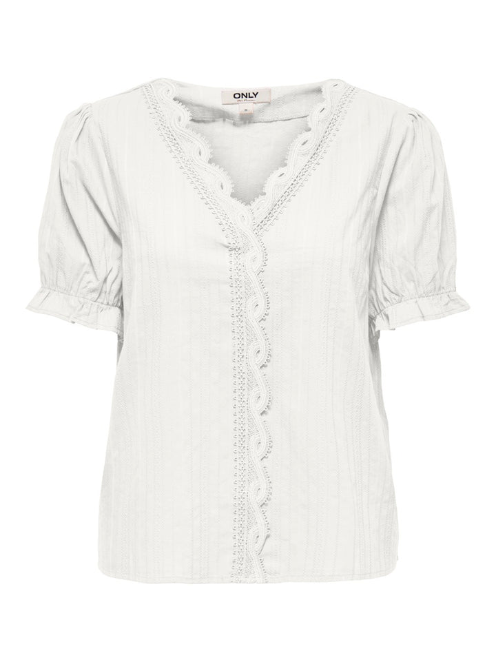 Onlerika Ss V-neck Top Wvn Cs - Off-white