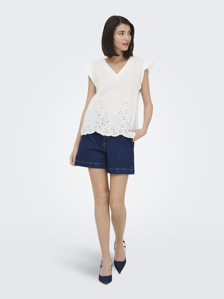 Jdyysta Life S/l Broderi Anglaise Top Jr - Off-white