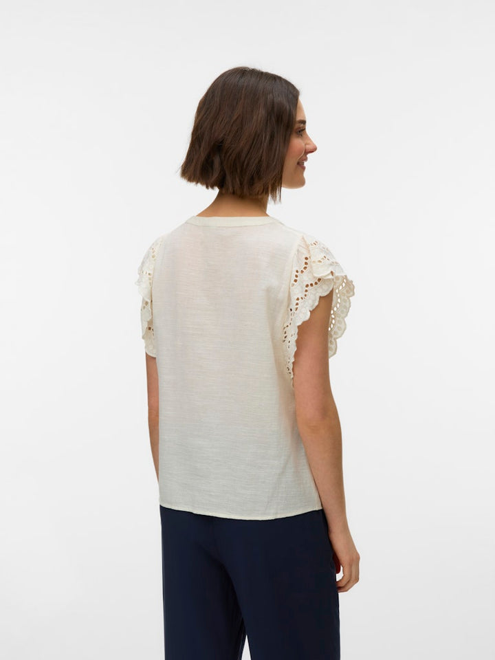 Vmjayla S/l Top Wvn Btq Ga - Ecru