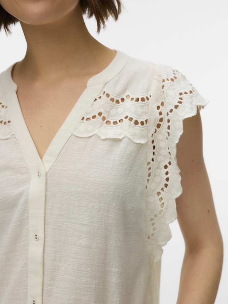 Vmjayla S/l Top Wvn Btq Ga - Ecru