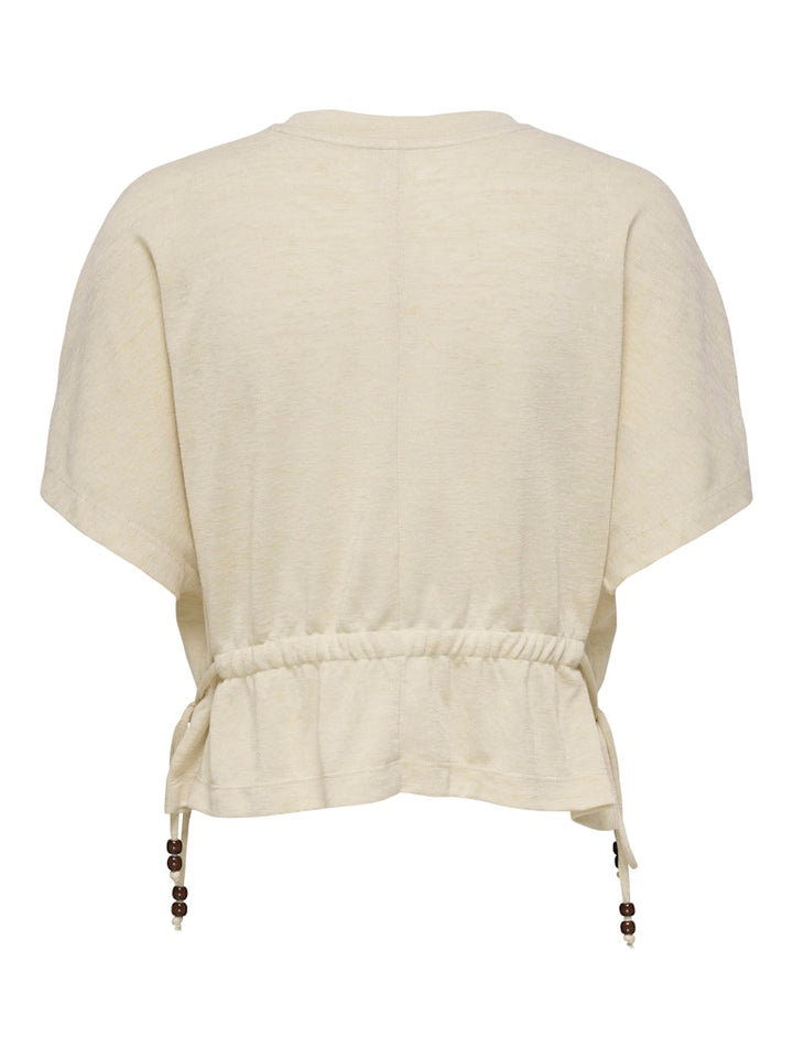 Onlpearl S/s Elastic Waist Top Jrs - Beige