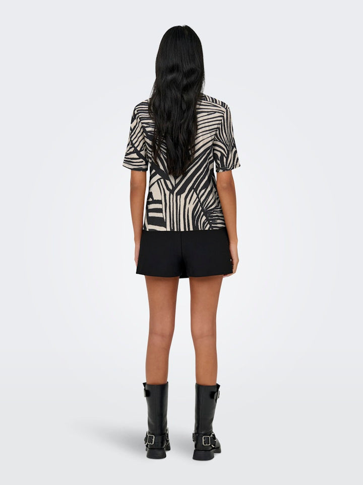 Jdydebbie S/s Top Jrs - Ecru Dessin