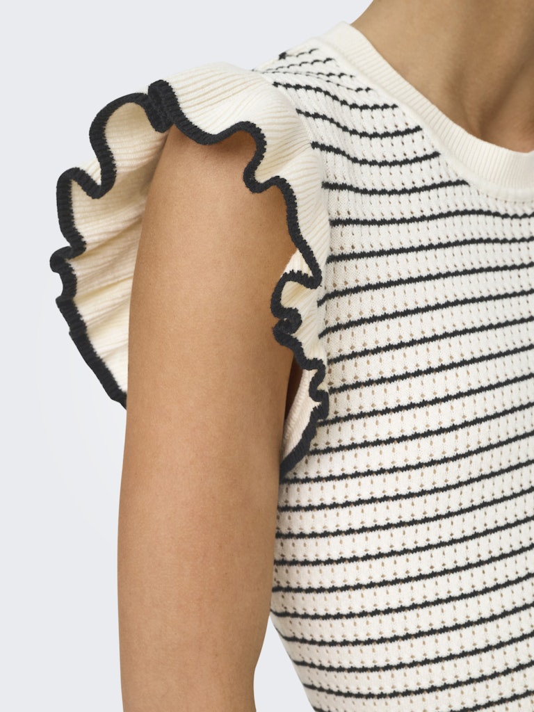 Jdycarice S/l Frill Pullover Knt Noos - Ecru Dessin