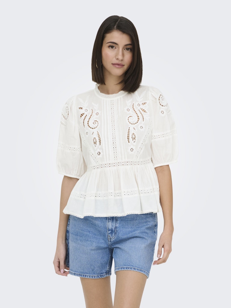 Jdystarry 2/4 Lace Top Wvn - Wit Dessin