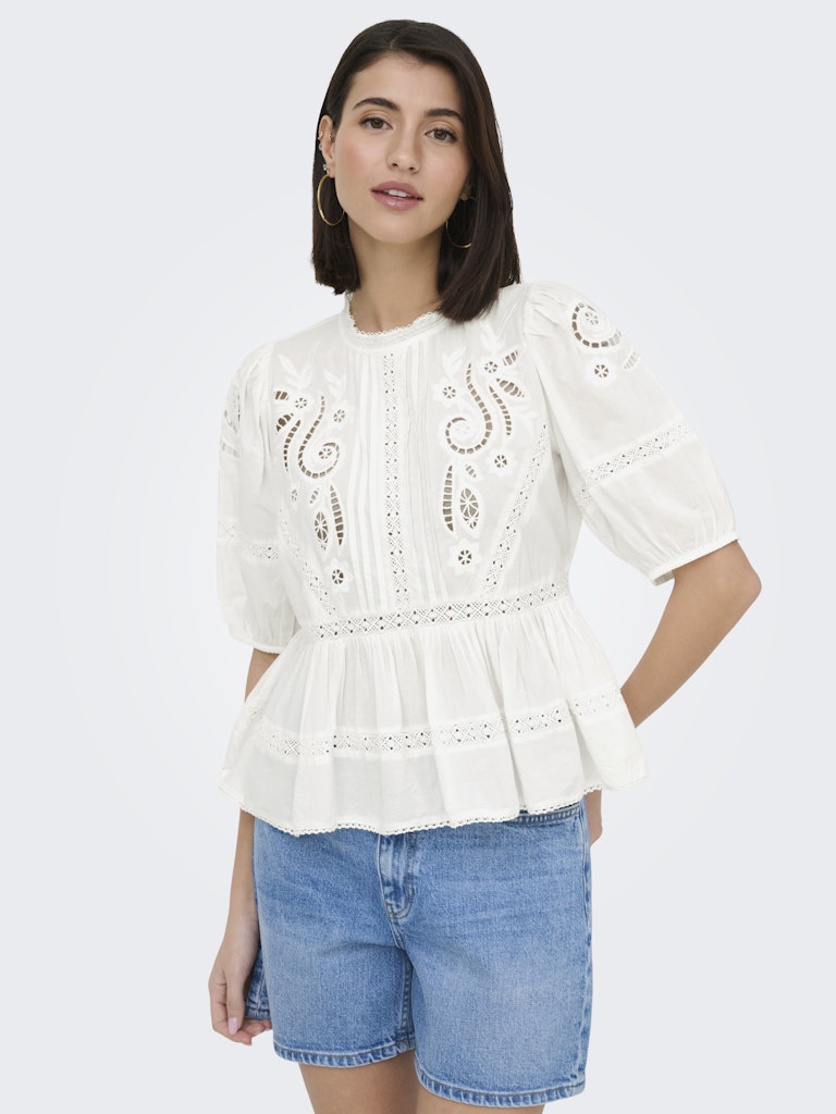 Jdystarry 2/4 Lace Top Wvn - Wit Dessin