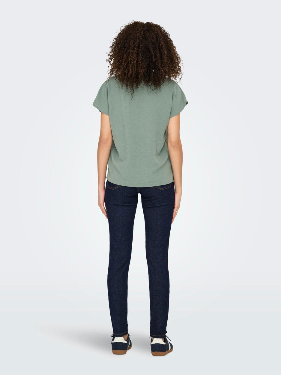 Jdylion Life S/s Top Wvn Noos - Olijf