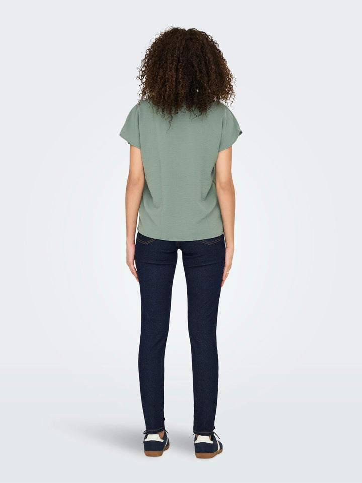 Jdylion Life S/s Top Wvn Noos - Olijf