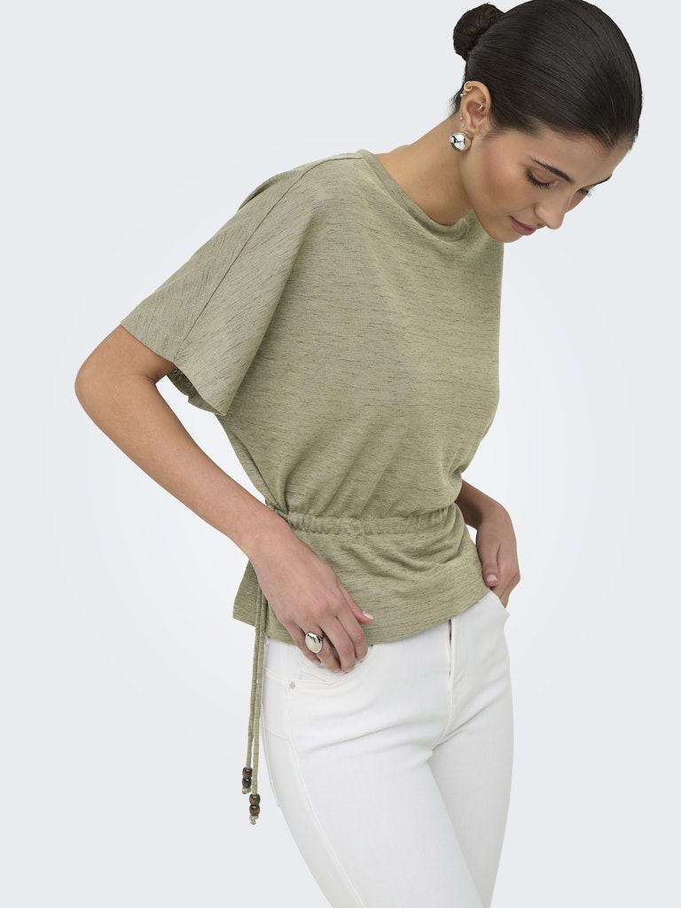 Onlpearl S/s Elastic Waist Top Jrs - Army