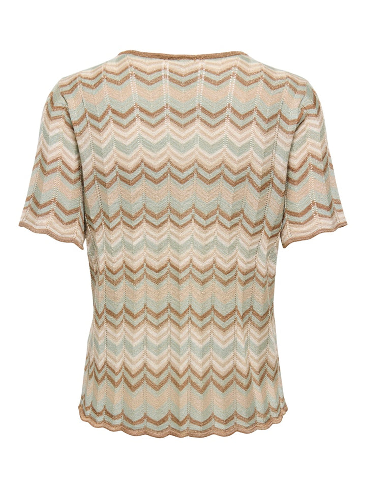 Onlaster Ss Glitter O-neck Tee Knt - Groen Dessin
