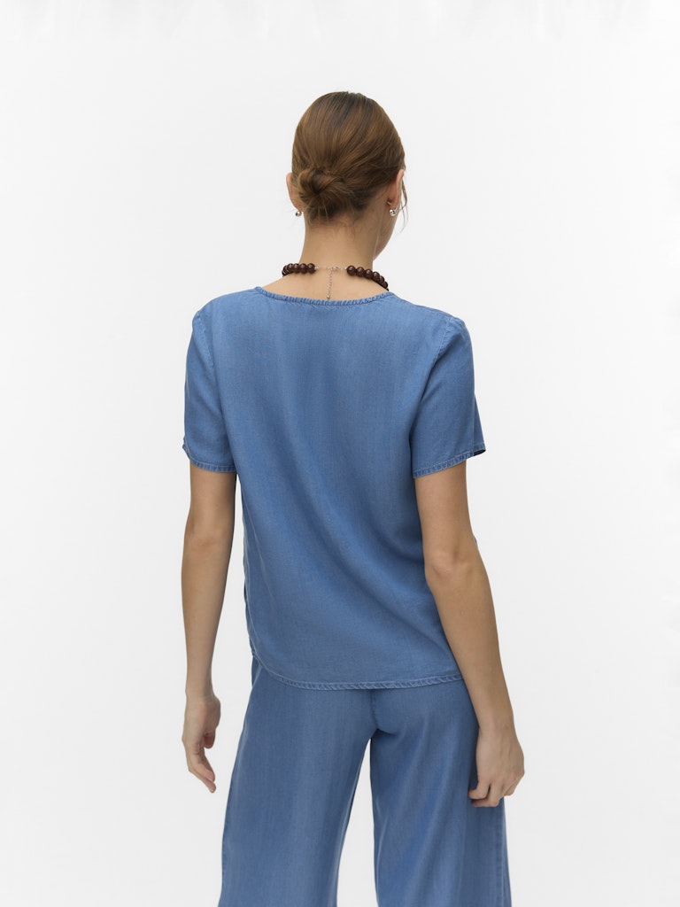 Vmbree Ss V-neck Tencel Top - Blue Denim