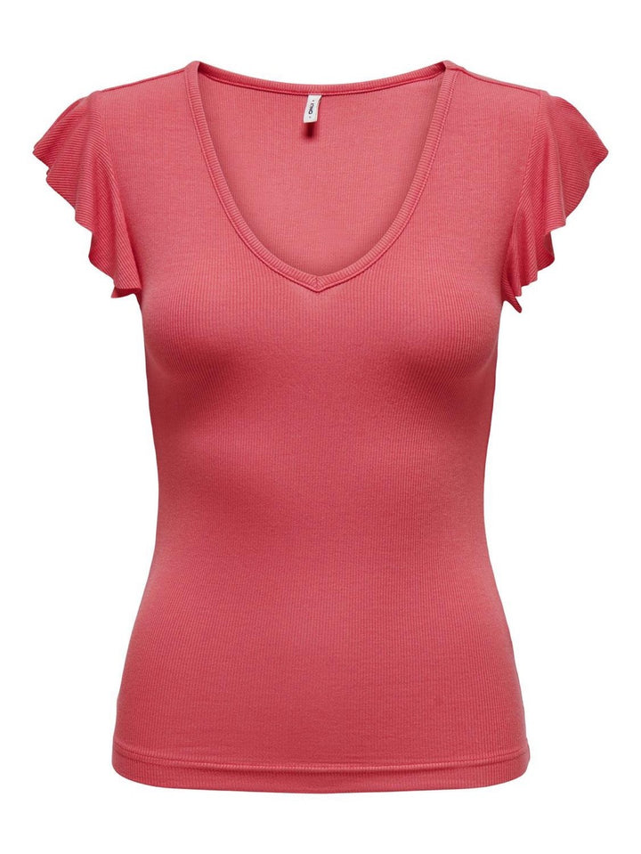 Onlbelia Cap Sleeve Top Jrs Noos - Koraal Rood