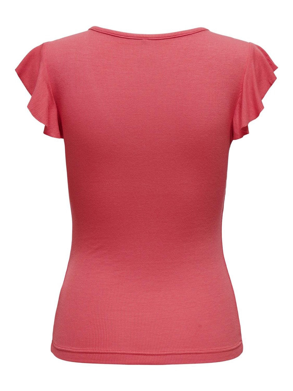 Onlbelia Cap Sleeve Top Jrs Noos - Koraal Rood