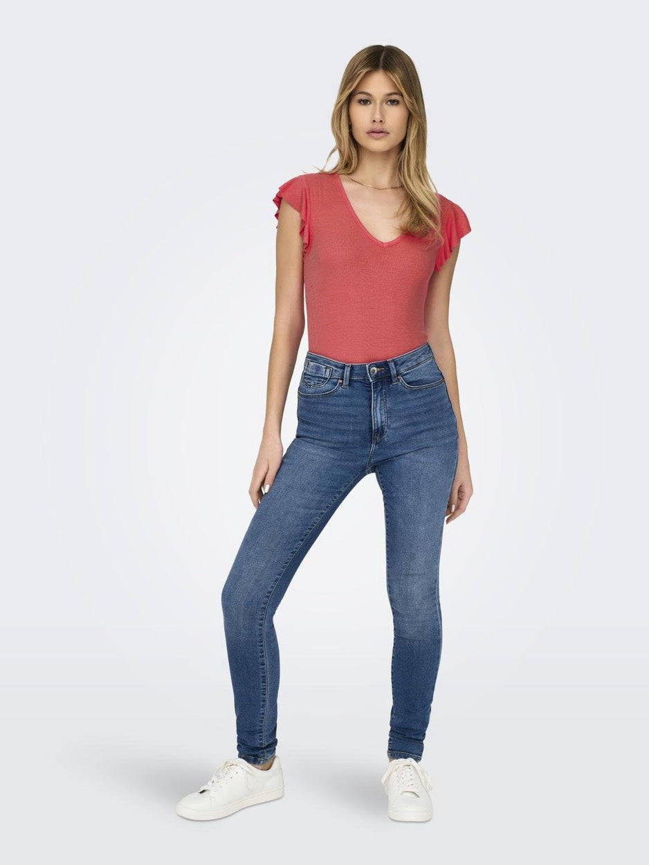 Onlbelia Cap Sleeve Top Jrs Noos - Koraal Rood