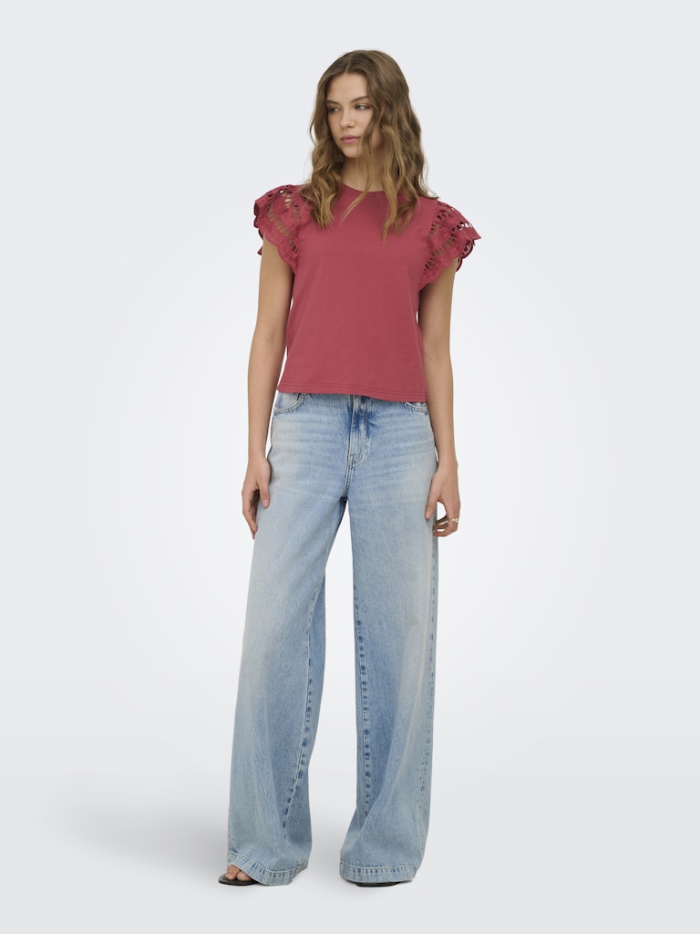 Onlmacy S/s O-neck Mix Top Box Jrs - Steenrood