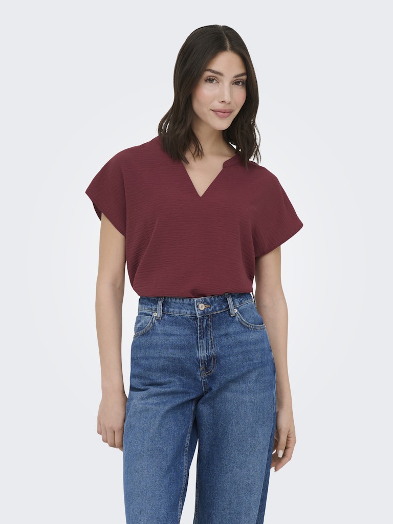 Jdylion Life S/s Top Wvn Noos - Bordeaux