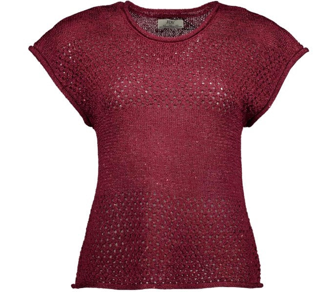 Jdymia S/s O-neck Sequin Pullover Knt - Bordeaux