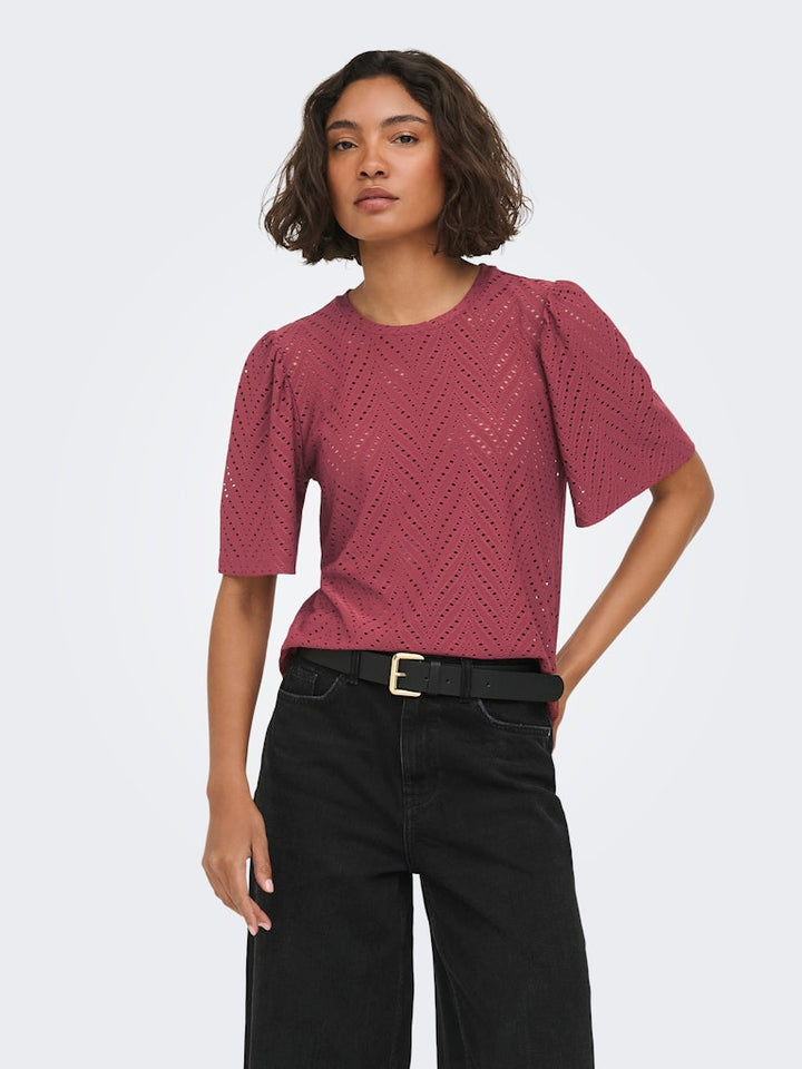 Jdycarla Cathinka S/s Top Jrs Noos - Bordeaux