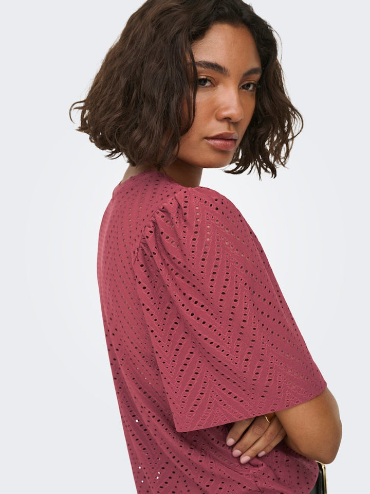 Jdycarla Cathinka S/s Top Jrs Noos - Bordeaux