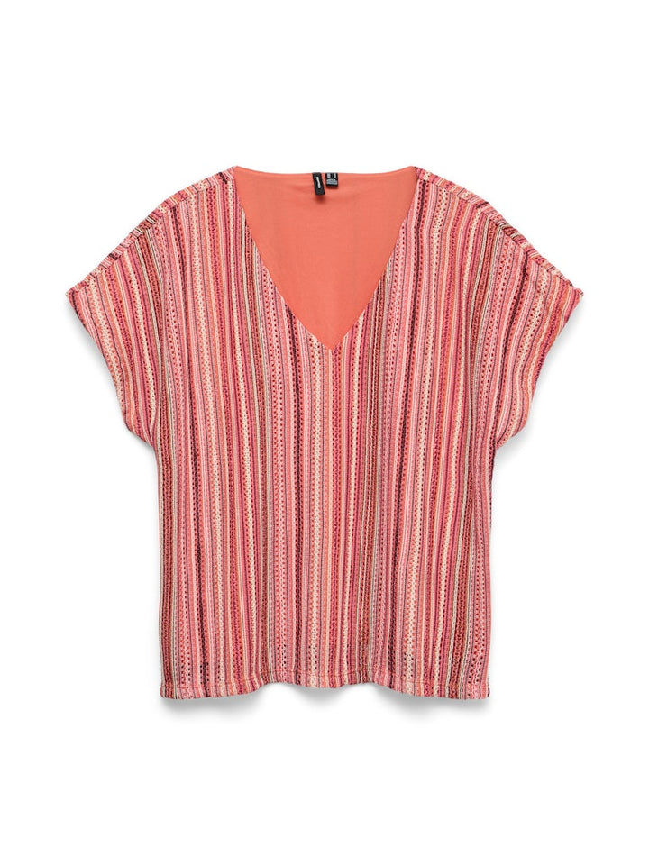 Vmdemi Ss V-neck Top Jrs Ga - Rood Dessin