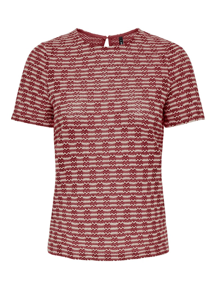 Onltove S/s O-neck Top Jrs - Rood Dessin