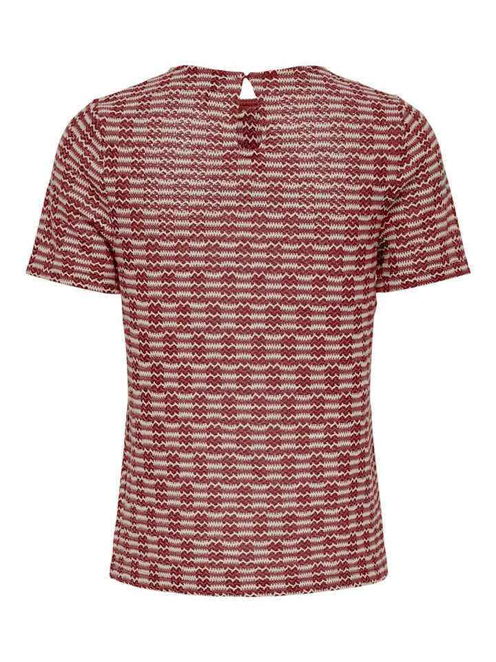 Onltove S/s O-neck Top Jrs - Rood Dessin
