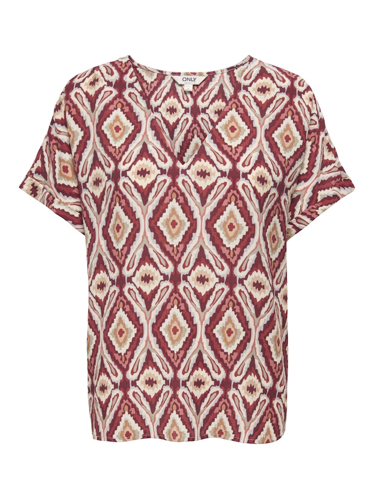 Onlbelly Mikasi Ss V-neck Top Wvn Ex - Rood Dessin