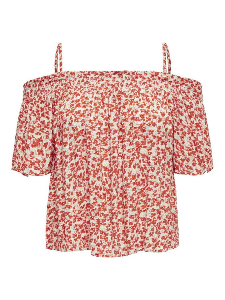 Jdytori Life S/l Off Shoulder Top W - Rood Dessin