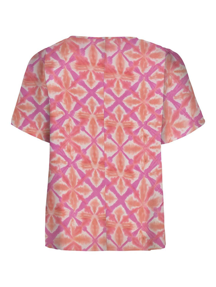 Onlalma Life Vis S/s V-neck Top Aop - Roze Dessin