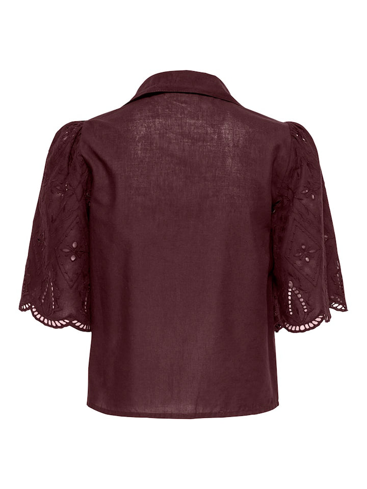 Onlfrani S/s Emb Bow Top Wvn - Bruin