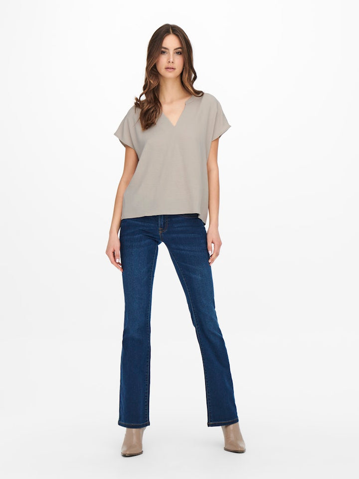 Jdylion Life S/s Top Wvn Noos - Licht Bruin
