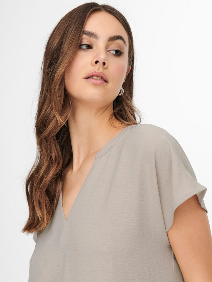 Jdylion Life S/s Top Wvn Noos - Licht Bruin