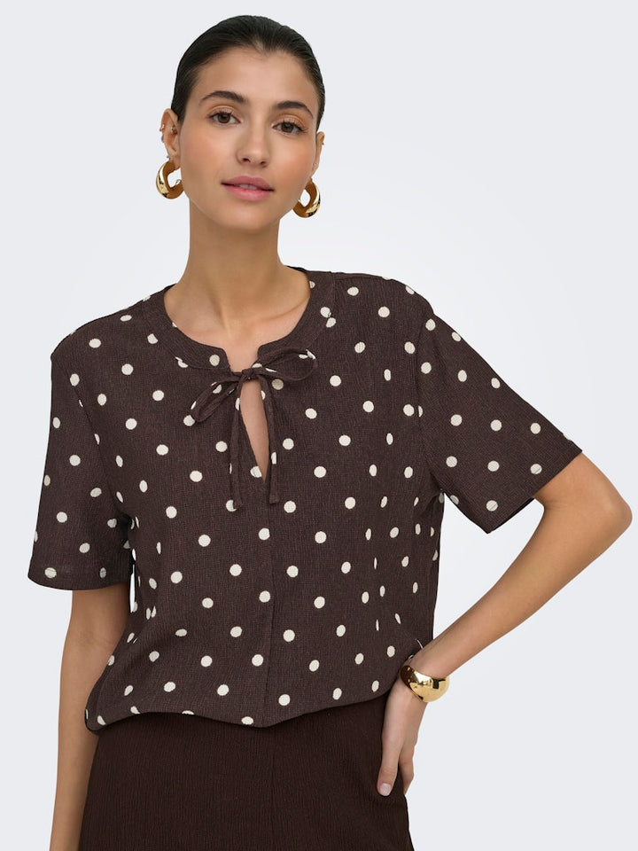 Jdydebbie Ss V Neck Top Jrs Dia - Bruin Dessin