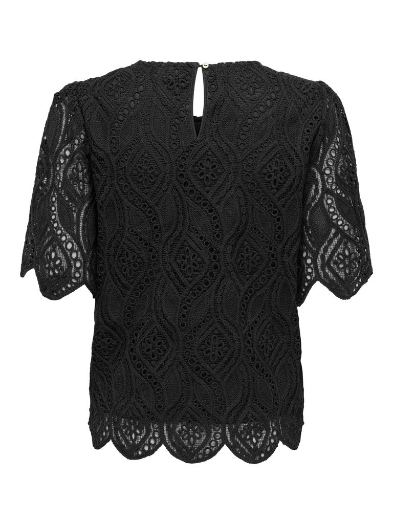 Jdygilda S/s Lace Top Jrs - Zwart