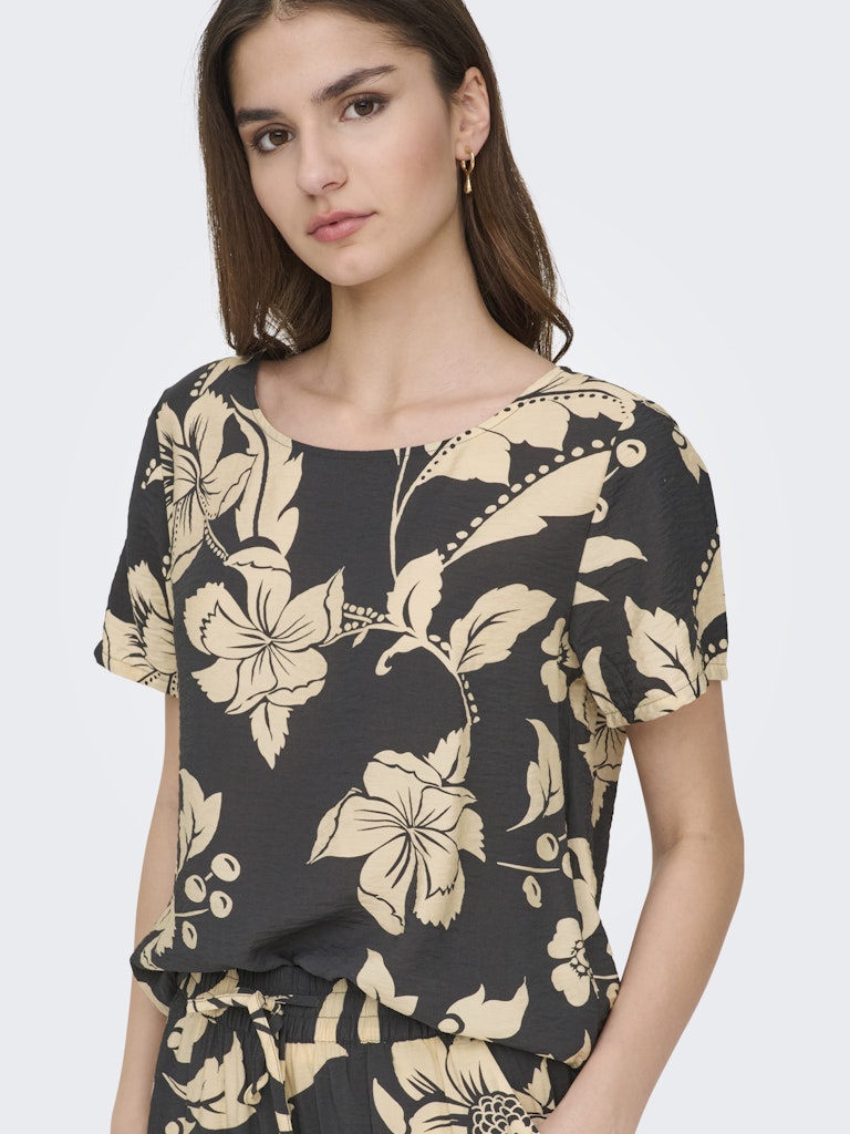 Jdytroya Life S/s O-neck Top Wvn Dia - Zwart Dessin