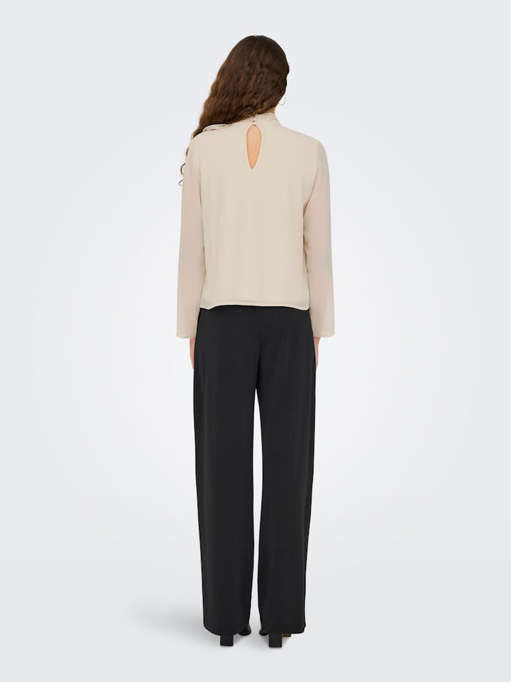 Jdynomi L/s High Neck Rose Top Wvn - Ecru