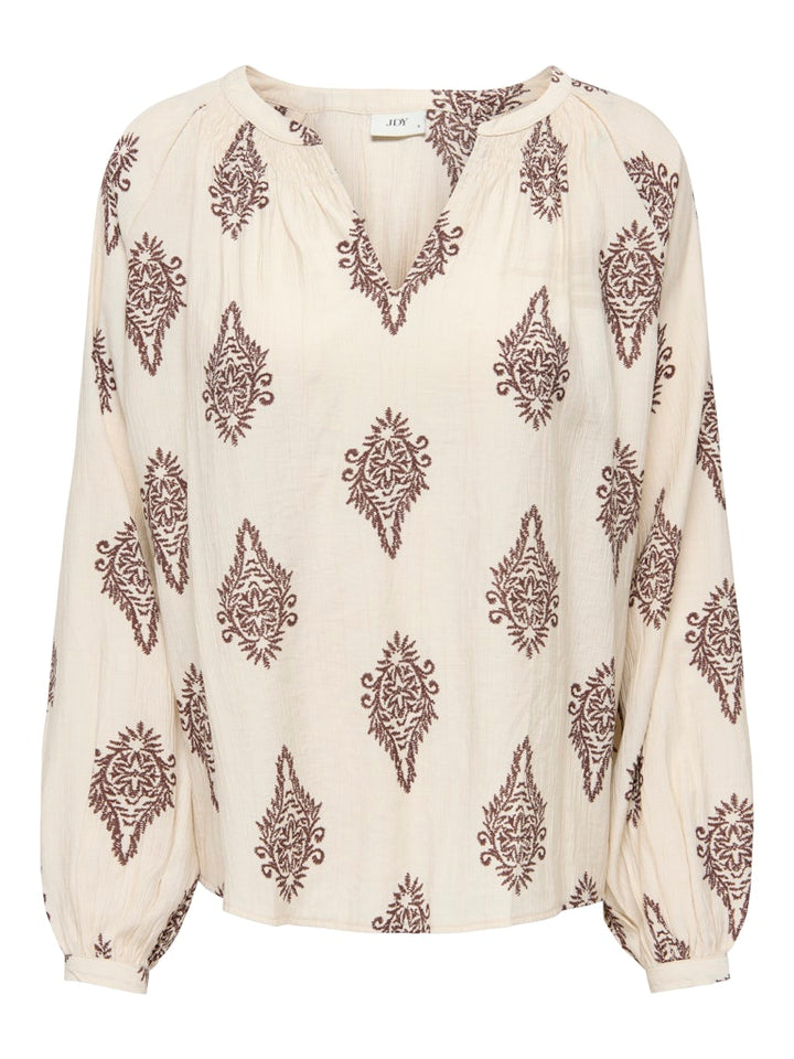 Jdyholly L/s  Smock Top Wvn - Ecru Dessin