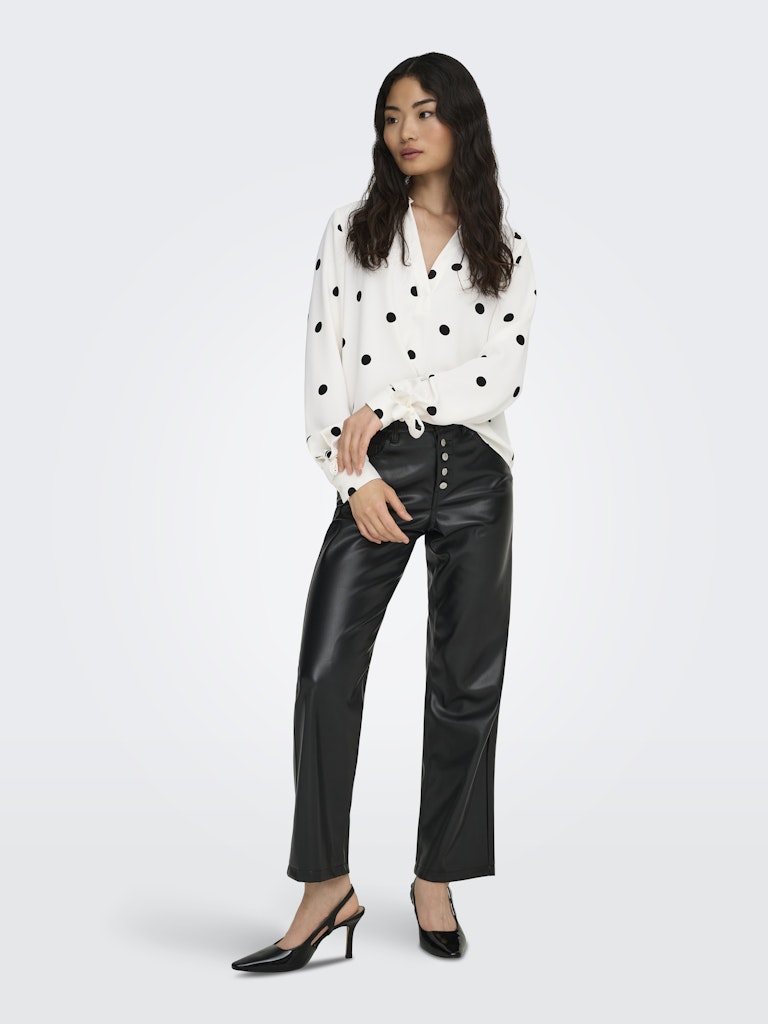 Onlbelem L/s Bow Top Wvn Sud - Ecru Dessin