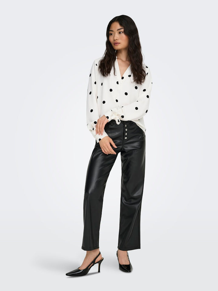 Onlbelem L/s Bow Top Wvn Sud - Ecru Dessin
