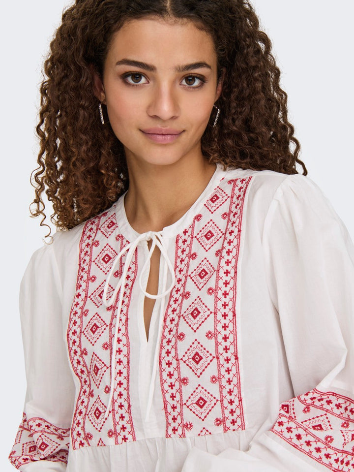 Jdylulu Ls Embroidery Shirt - Wit Dessin