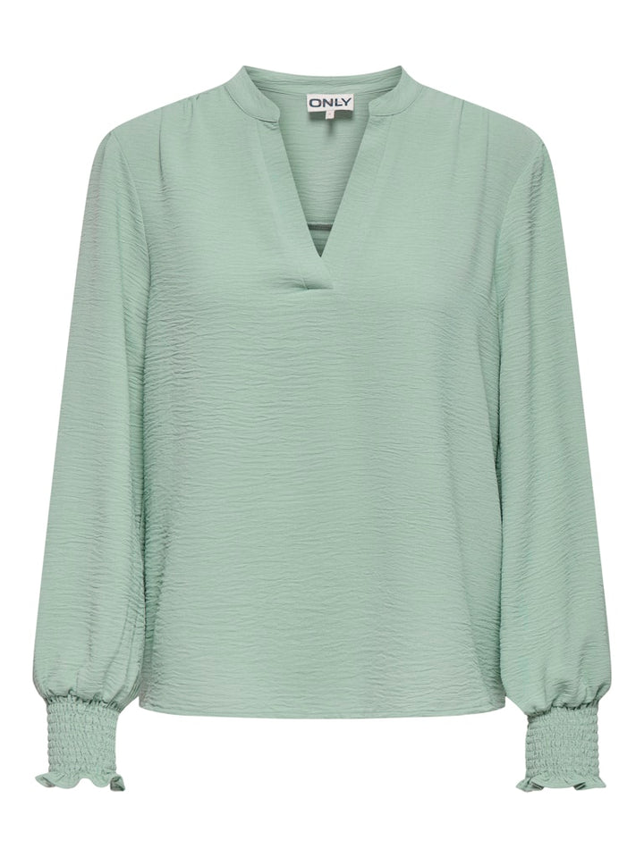 Onlmette V-neck Ls Smock Top Noos Wvn - Mint